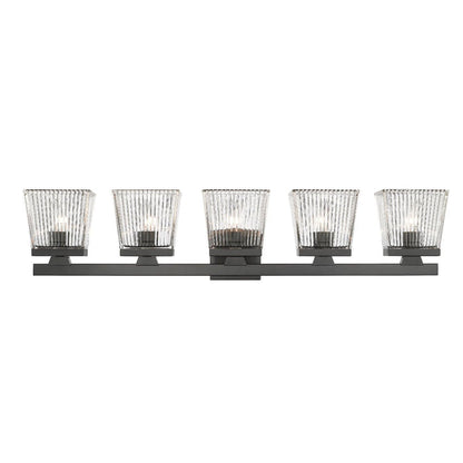 Z-Lite Astor 36" 5-Light Matte Black Vanity Light With Clear Glass Shade