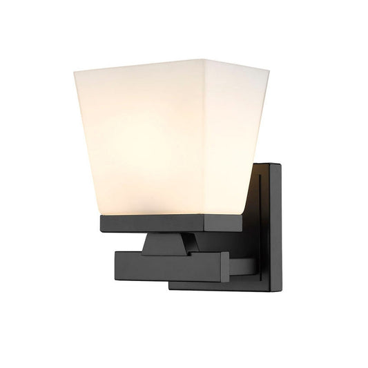 Z-Lite Astor 6" 1-Light Matte Black Wall Sconce With Etched Opal Shade