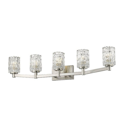 Z-Lite Aubrey 41" 5-Light Brushed Nickel Vanity Light With Clear Glass Shade