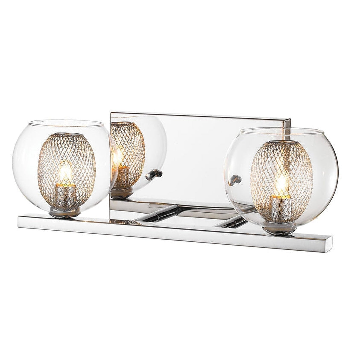 Z-Lite Auge 14" 2-Light Chrome Vanity Light With Clear Glass and Steel Mesh Shade