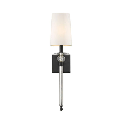 Z-Lite Ava 6" 1-Light Matte Black Wall Sconce With White Fabric Shade