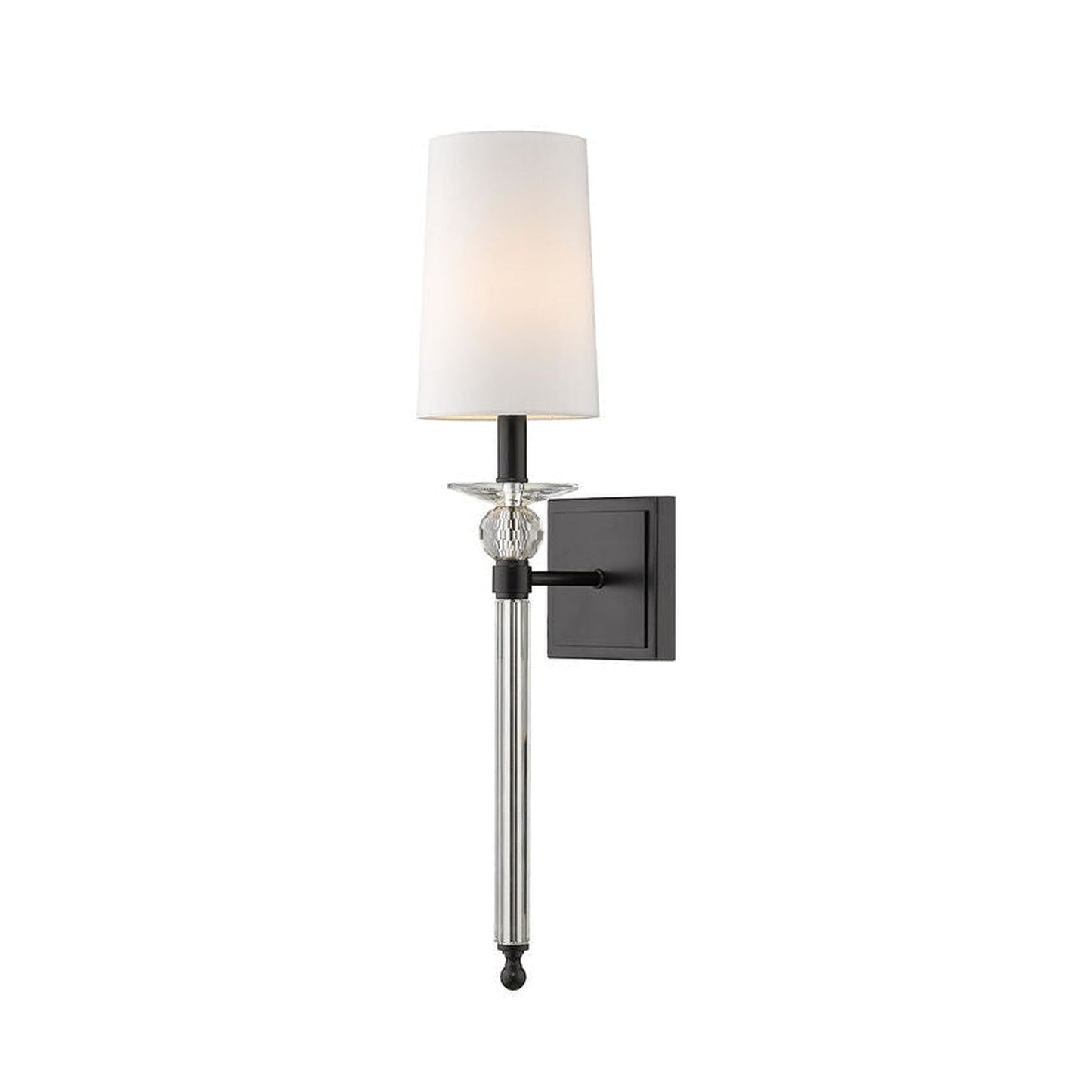 Z-Lite Ava 6" 1-Light Matte Black Wall Sconce With White Fabric Shade