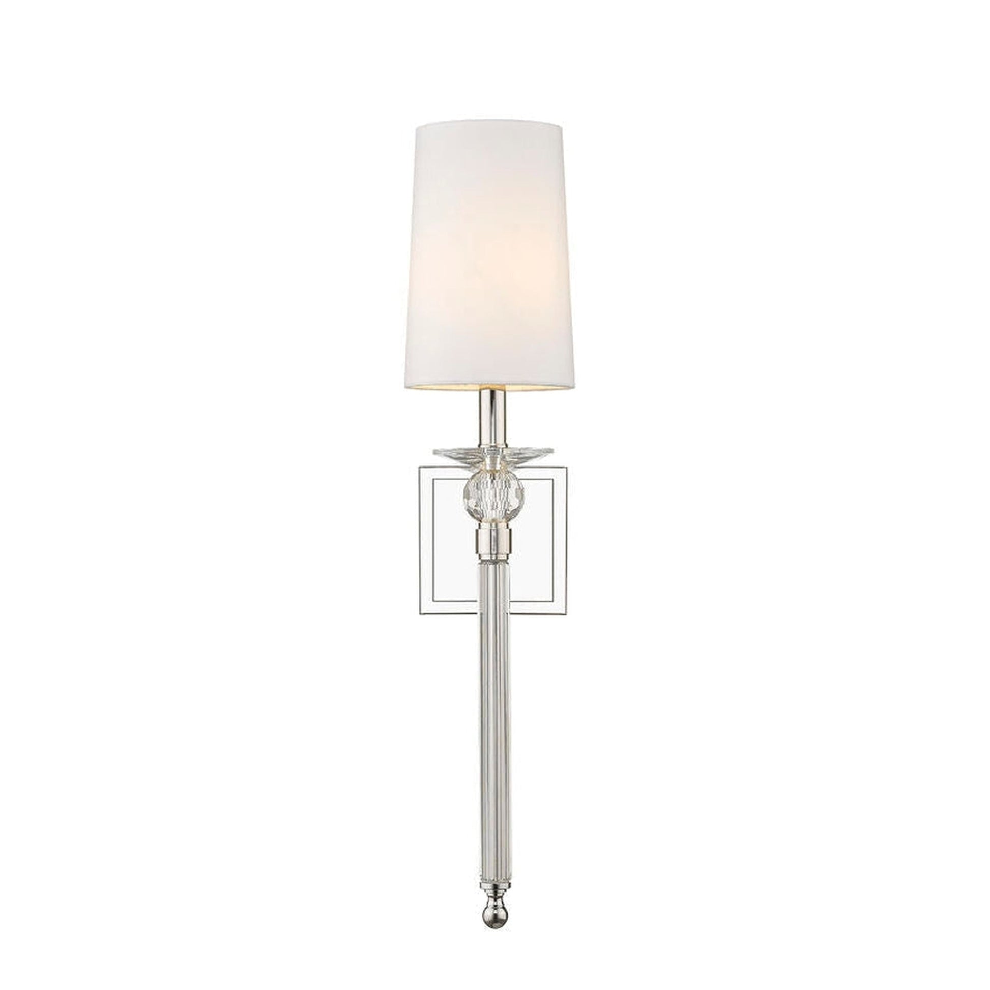 Z-Lite Ava 6" 1-Light Polished Nickel Wall Sconce With White Fabric Shade