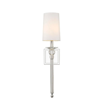 Z-Lite Ava 6" 1-Light Polished Nickel Wall Sconce With White Fabric Shade