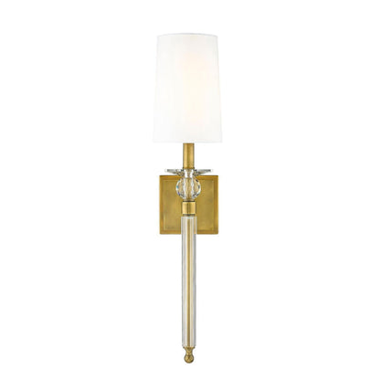 Z-Lite Ava 6" 1-Light Rubbed Brass Wall Sconce With White Fabric Shade