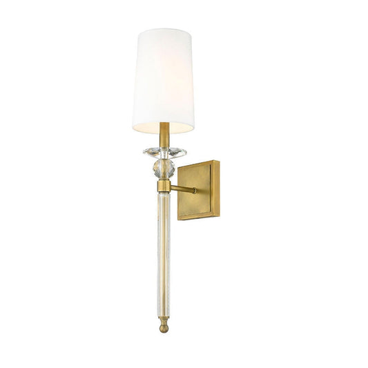 Z-Lite Ava 6" 1-Light Rubbed Brass Wall Sconce With White Fabric Shade
