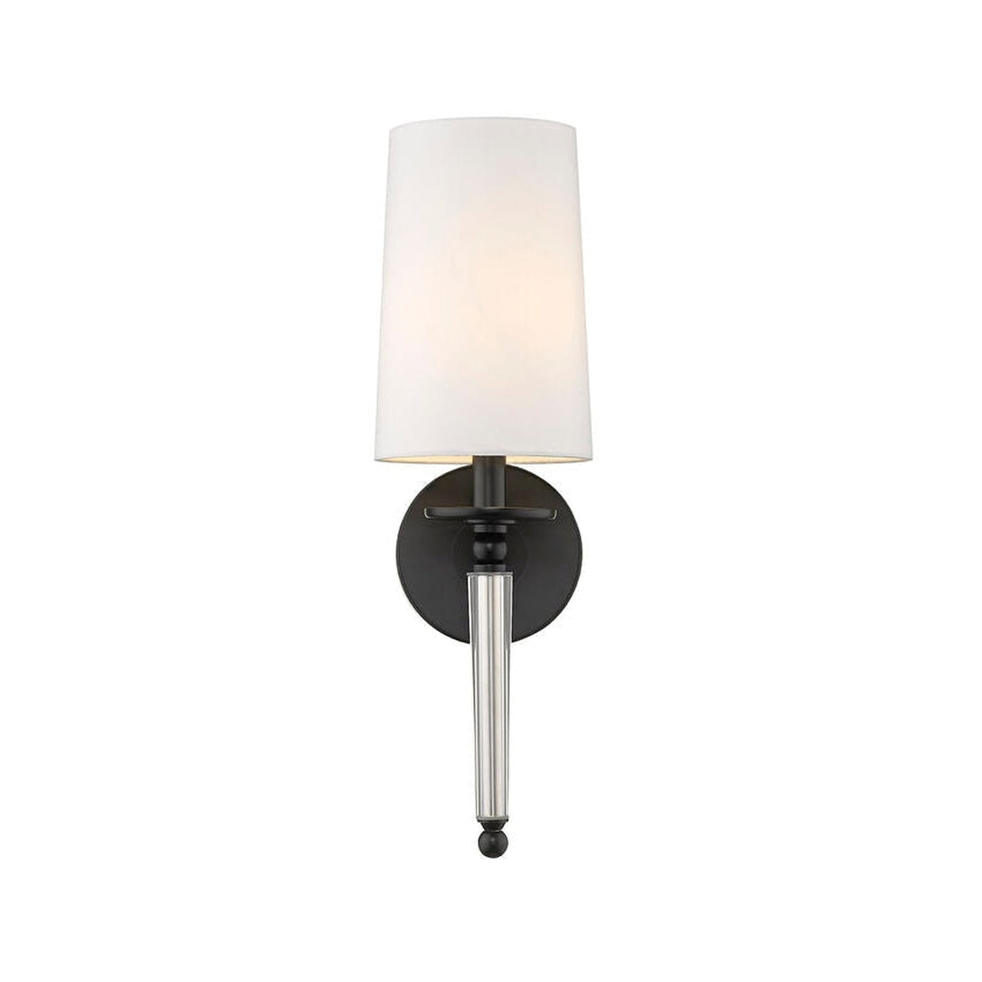 Z-Lite Avery 6" 1-Light Matte Black Wall Sconce With White Fabric Shade