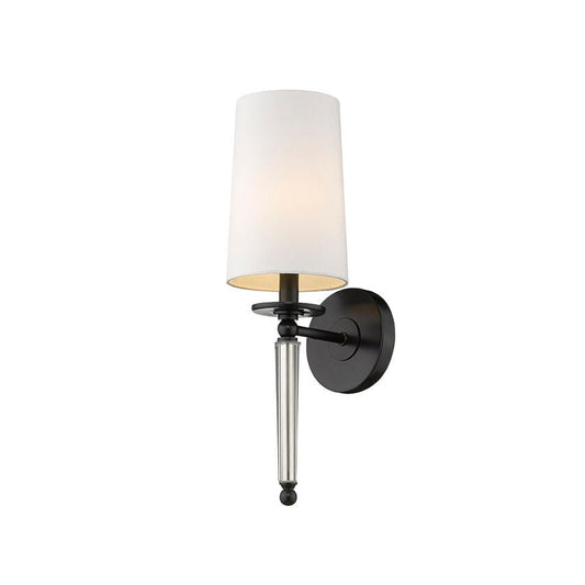 Z-Lite Avery 6" 1-Light Matte Black Wall Sconce With White Fabric Shade