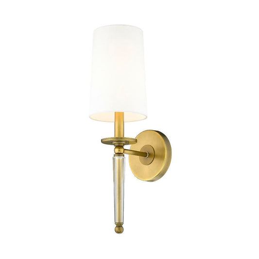 Z-Lite Avery 6" 1-Light Rubbed Brass Wall Sconce With White Fabric Shade