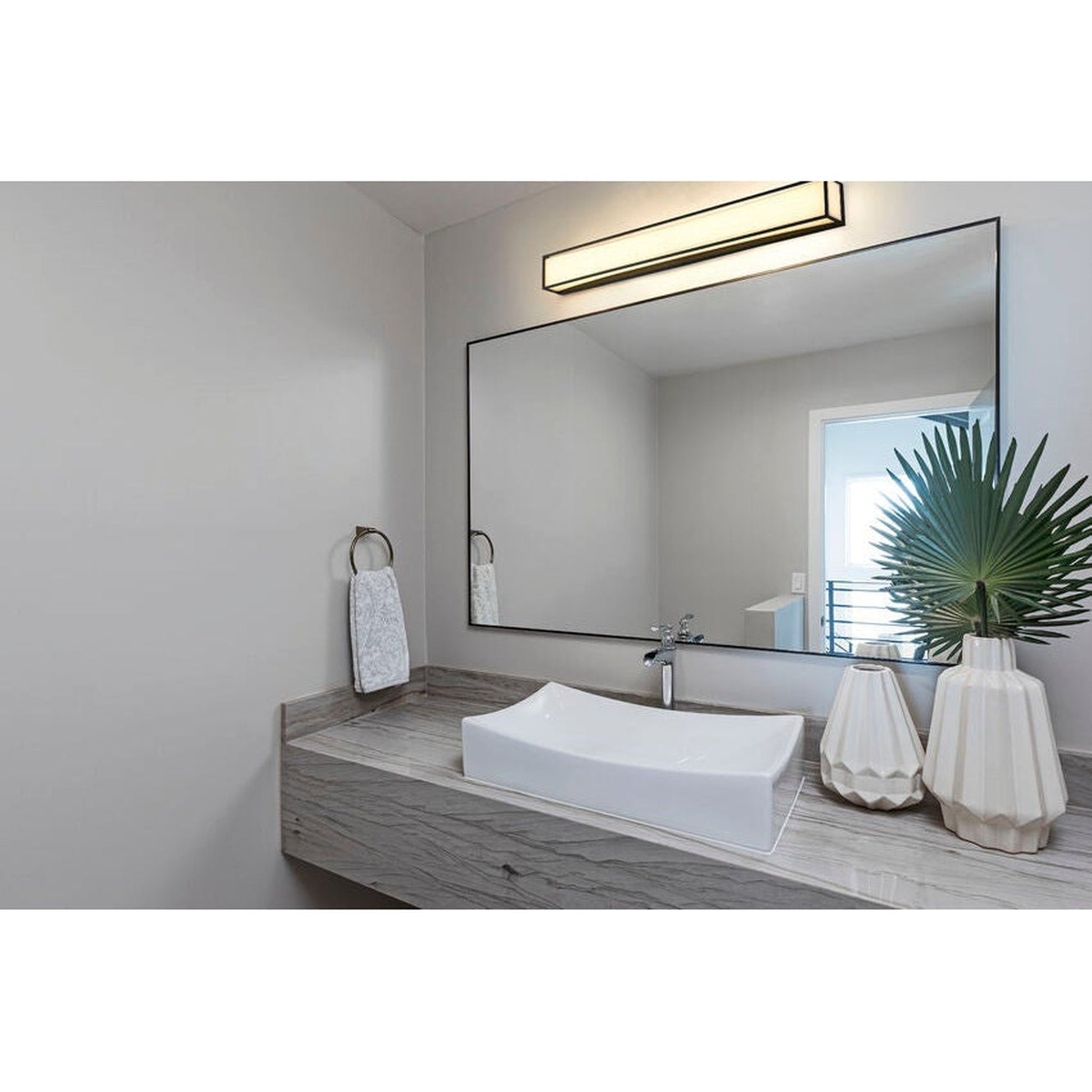 Z-Lite Baden 46" 2-Light LED Matte Black Vanity Light With Frosted White Acrylic Shade