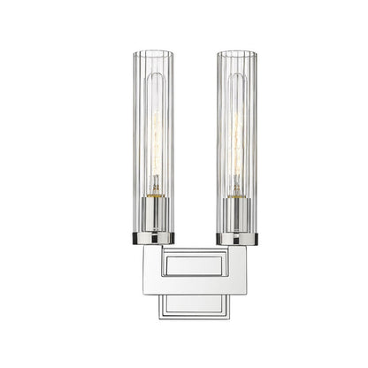 Z-Lite Beau 8" 2-Light Polished Nickel Wall Sconce With Clear Glass Shade