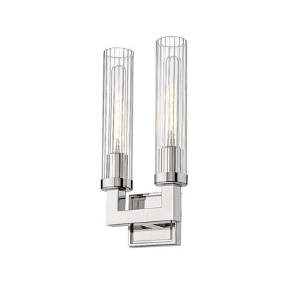 Z-Lite Beau 8" 2-Light Polished Nickel Wall Sconce With Clear Glass Shade