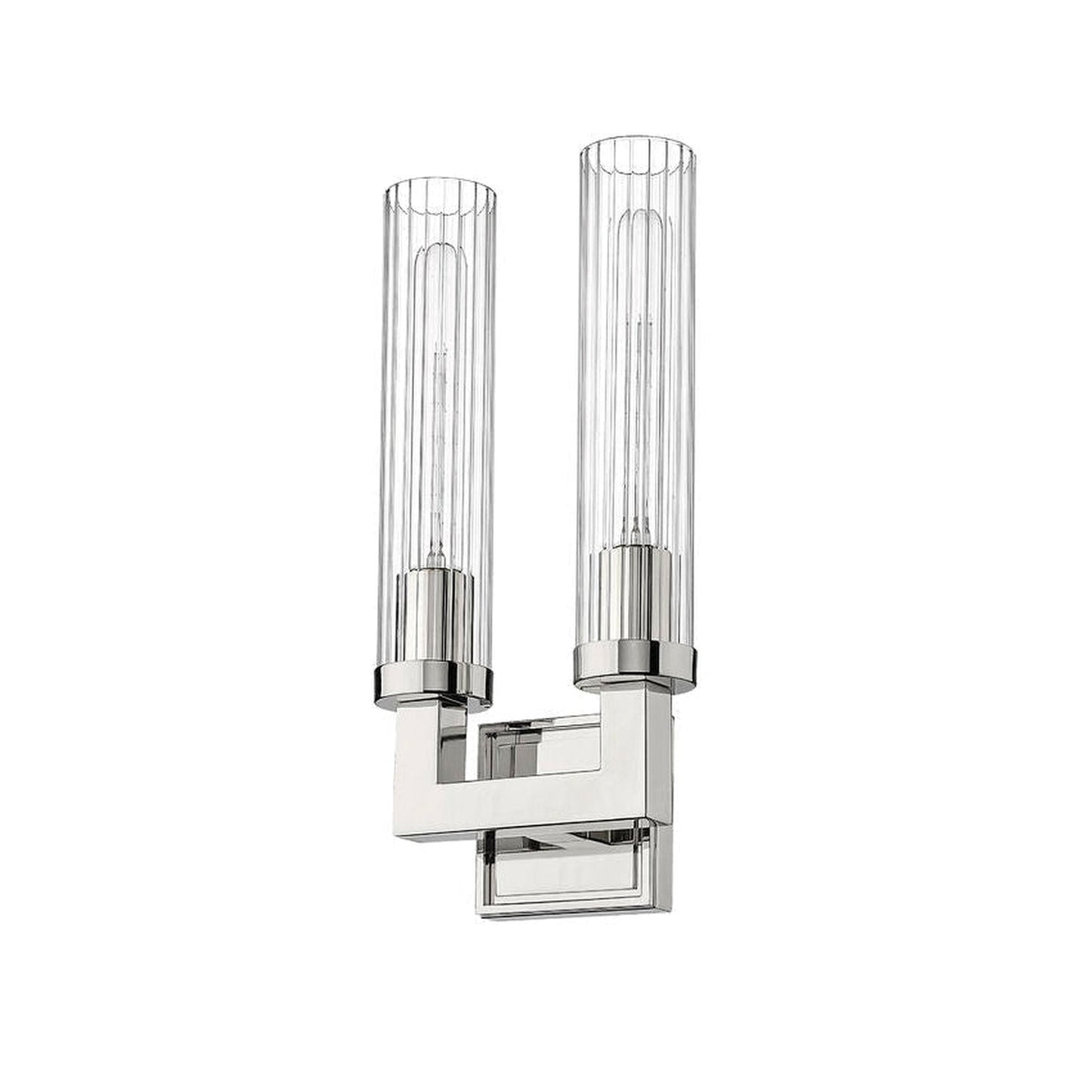 Z-Lite Beau 8" 2-Light Polished Nickel Wall Sconce With Clear Glass Shade