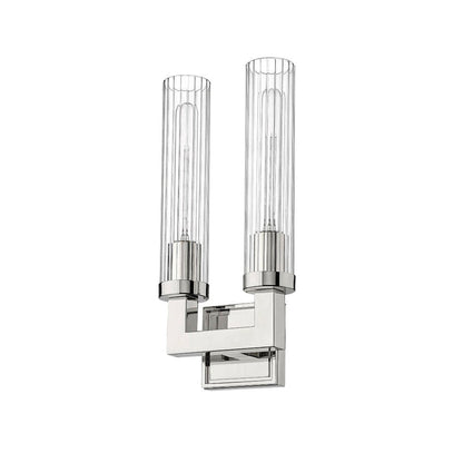 Z-Lite Beau 8" 2-Light Polished Nickel Wall Sconce With Clear Glass Shade