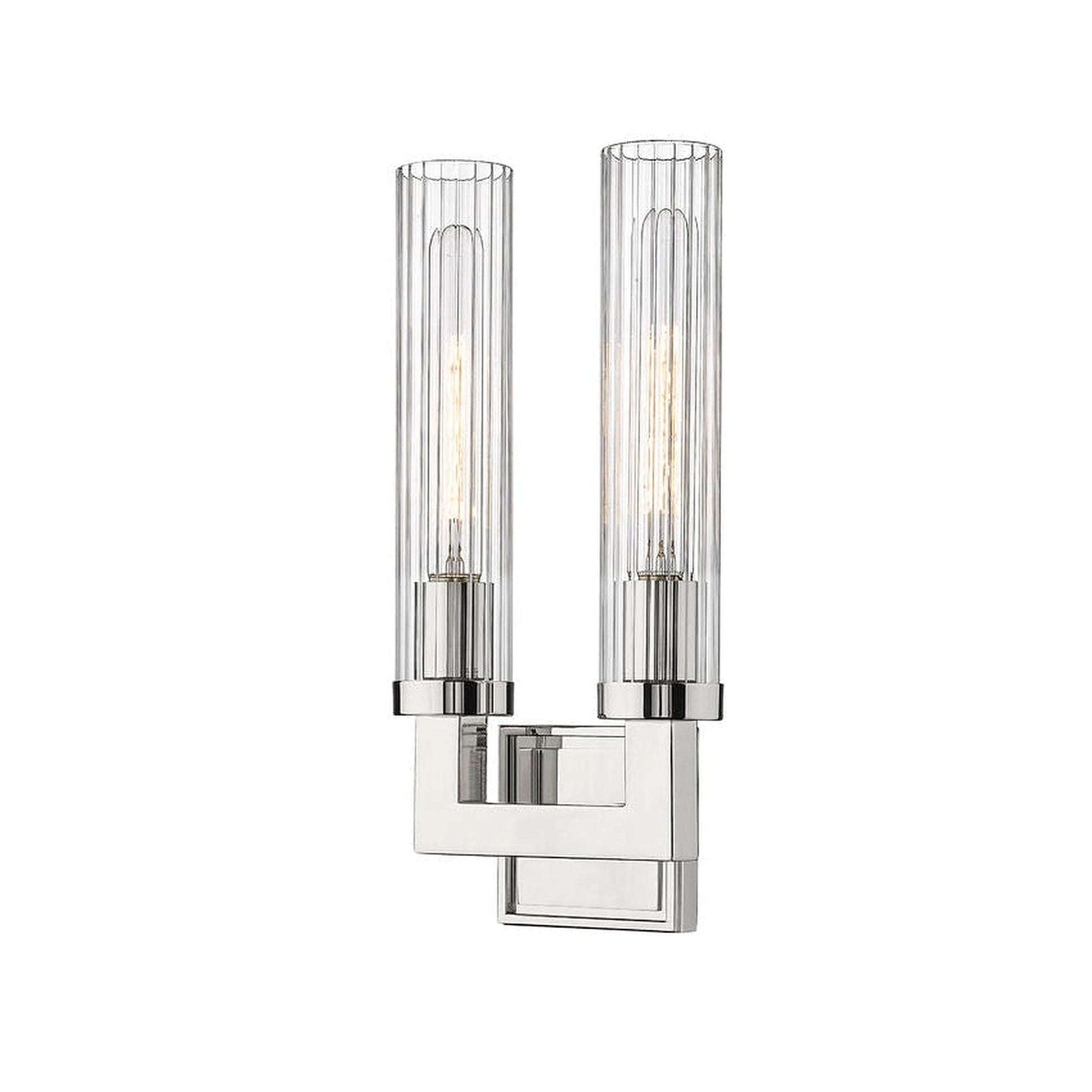 Z-Lite Beau 8" 2-Light Polished Nickel Wall Sconce With Clear Glass Shade