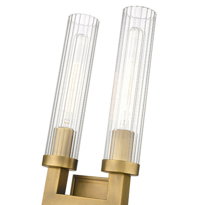 Z-Lite Beau 8" 2-Light Rubbed Brass Wall Sconce With Clear Glass Shade