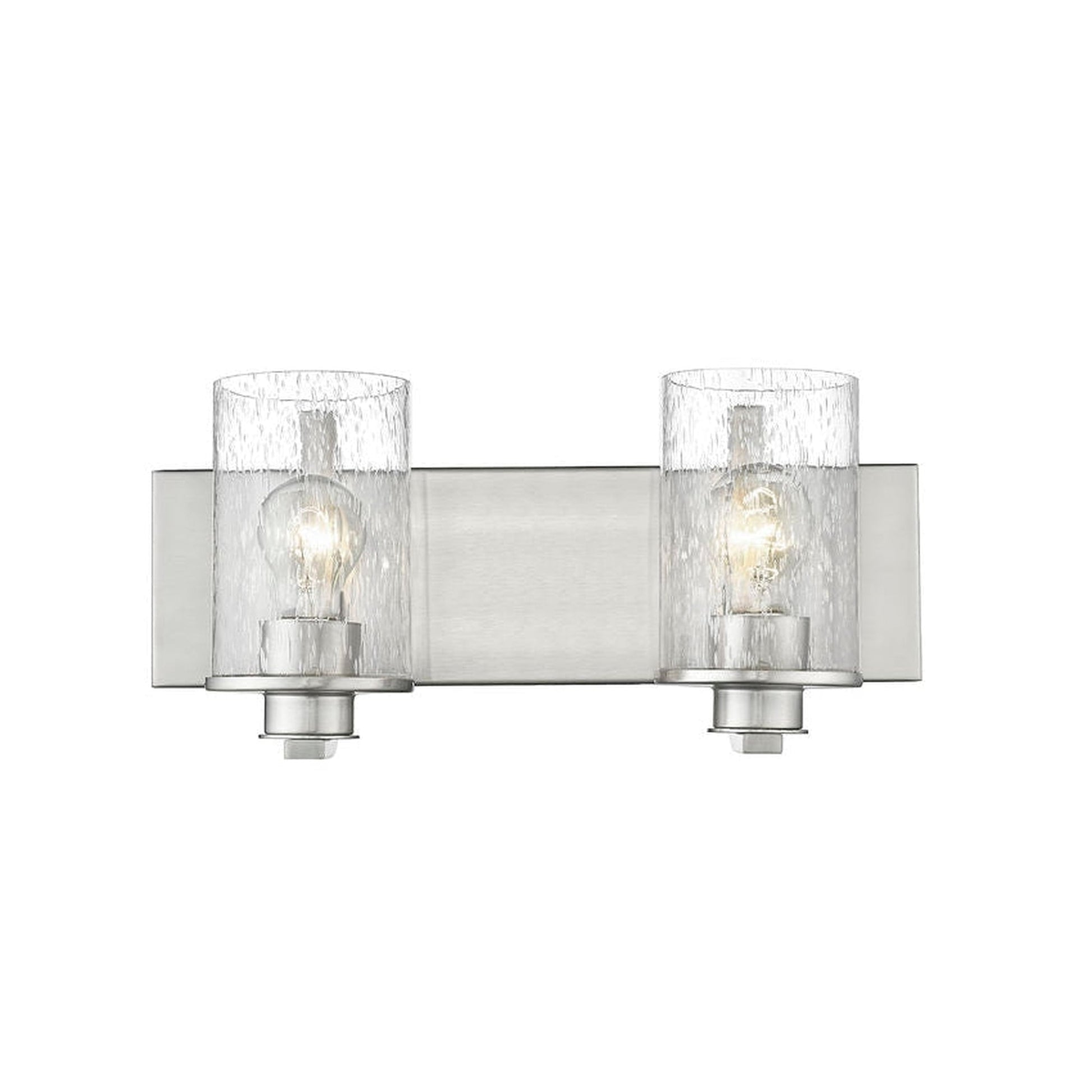 Z-Lite Beckett 16" 2-Light Brushed Nickel Vanity Light With Clear Seedy Glass Shade