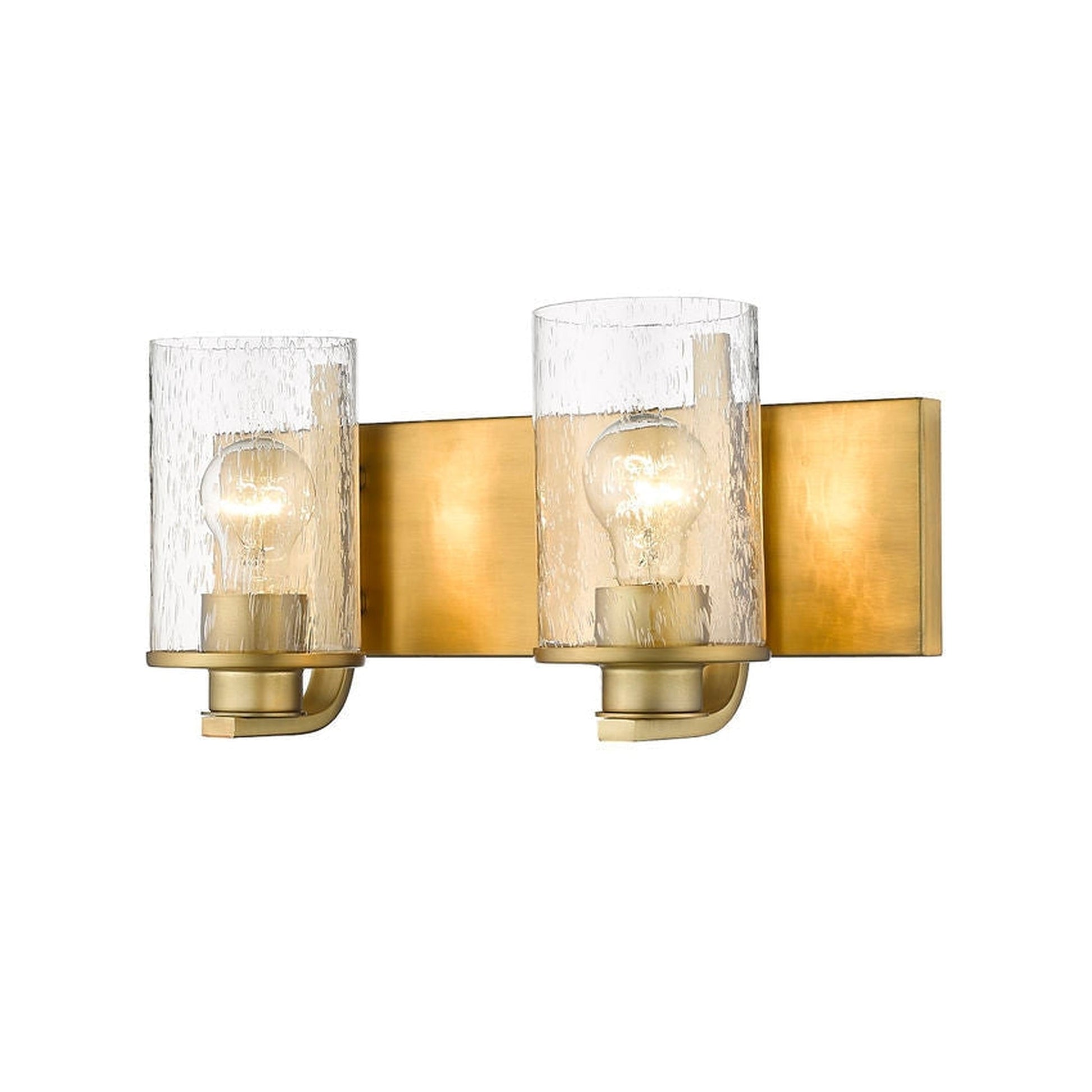 Z-Lite Beckett 16" 2-Light Olde Brass Vanity Light With Clear Seedy Glass Shade