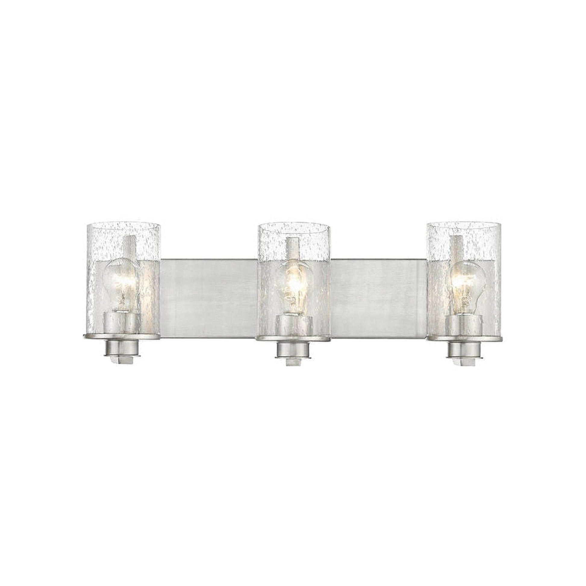 Z-Lite Beckett 23" 3-Light Brushed Nickel Vanity Light With Clear Seedy Glass Shade
