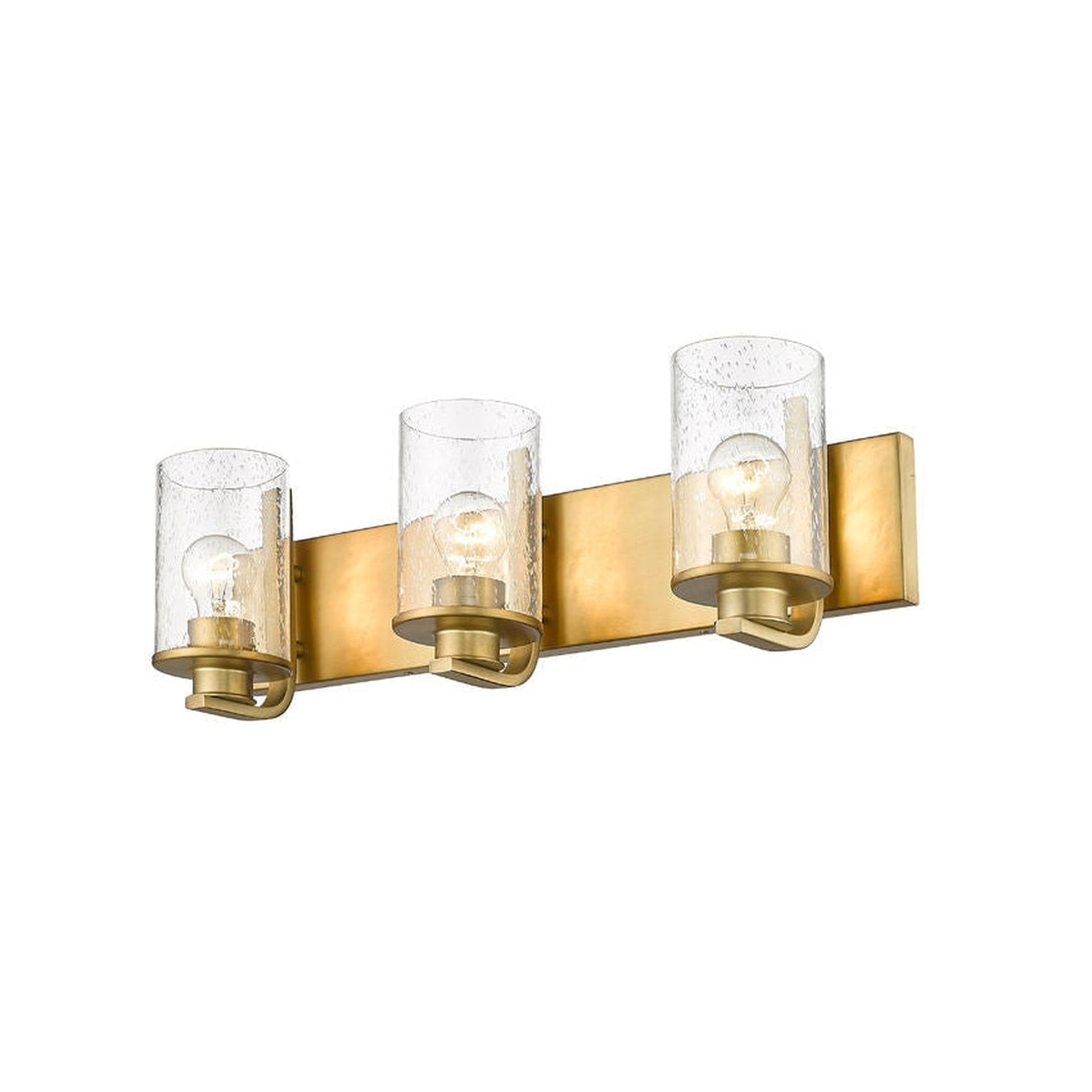 Z-Lite Beckett 23" 3-Light Olde Brass Vanity Light With Clear Seedy Glass Shade