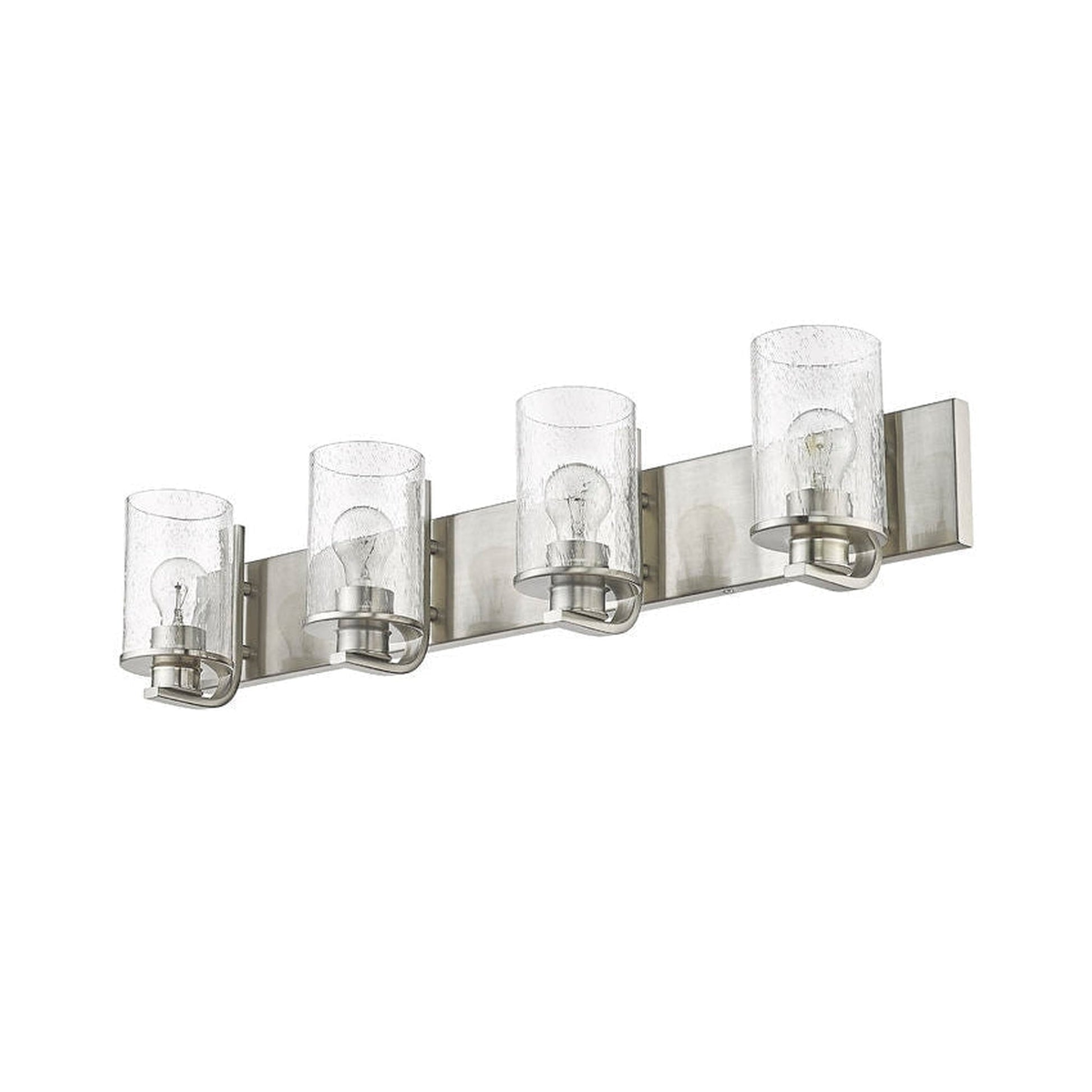 Z-Lite Beckett 34" 4-Light Brushed Nickel Vanity Light With Clear Seedy Glass Shade