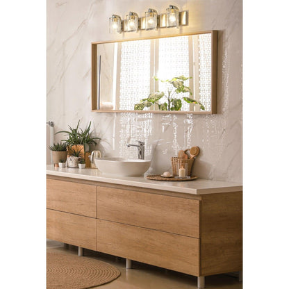 Z-Lite Beckett 34" 4-Light Brushed Nickel Vanity Light With Clear Seedy Glass Shade