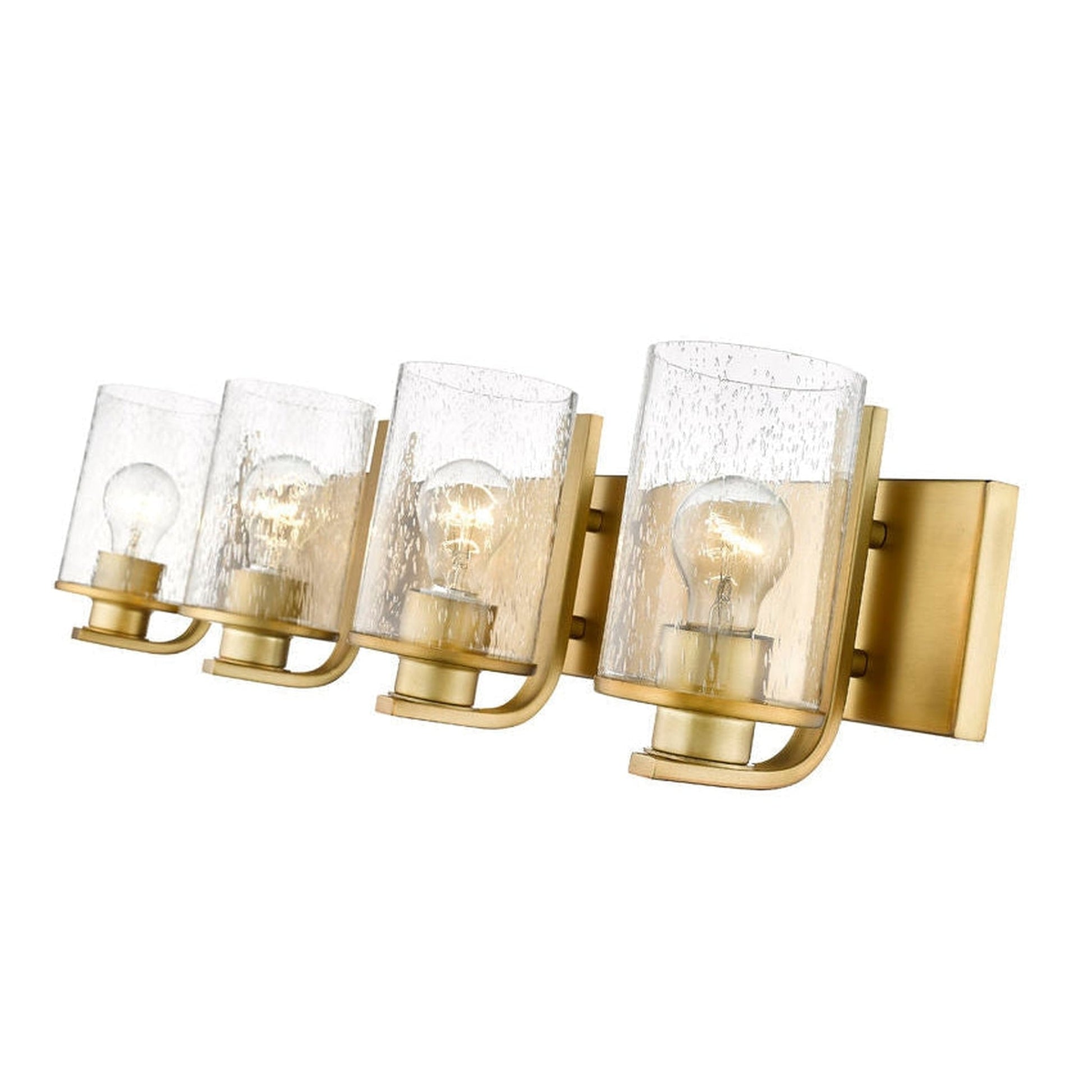 Z-Lite Beckett 34" 4-Light Olde Brass Vanity Light With Clear Seedy Glass Shade