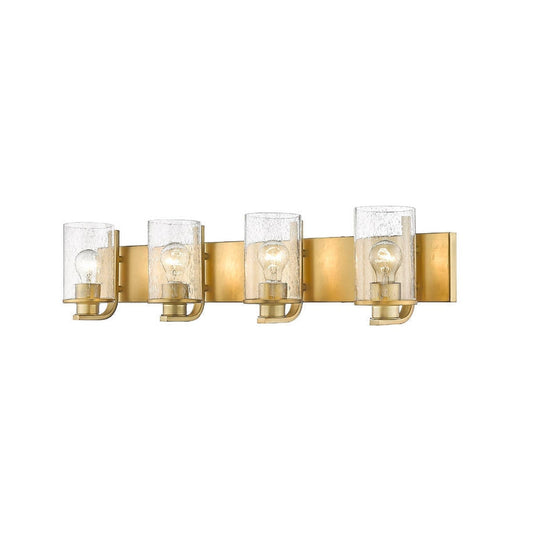 Z-Lite Beckett 34" 4-Light Olde Brass Vanity Light With Clear Seedy Glass Shade