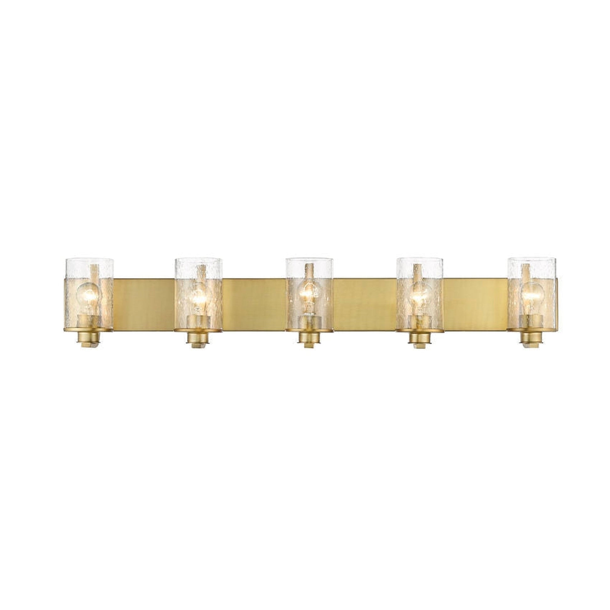 Z-Lite Beckett 42" 5-Light Olde Brass Vanity Light With Clear Seedy Glass Shade