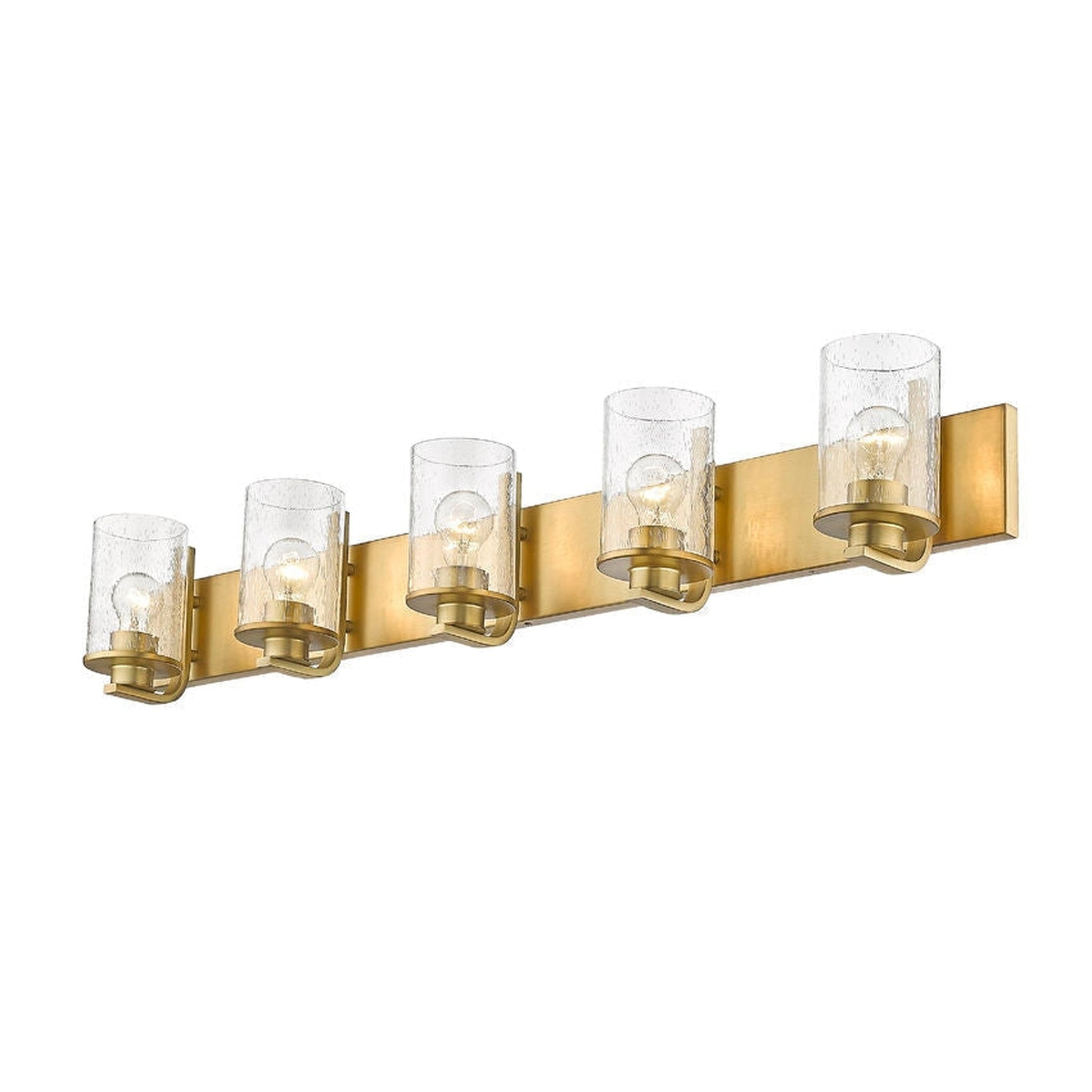 Z-Lite Beckett 42" 5-Light Olde Brass Vanity Light With Clear Seedy Glass Shade