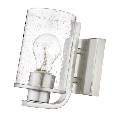 Z-Lite Beckett 5" 1-Light Brushed Nickel Wall Sconce With Clear Seedy Glass Shade