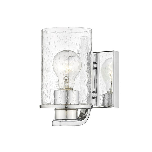 Z-Lite Beckett 5" 1-Light Chrome Wall Sconce With Clear Seedy Glass Shade