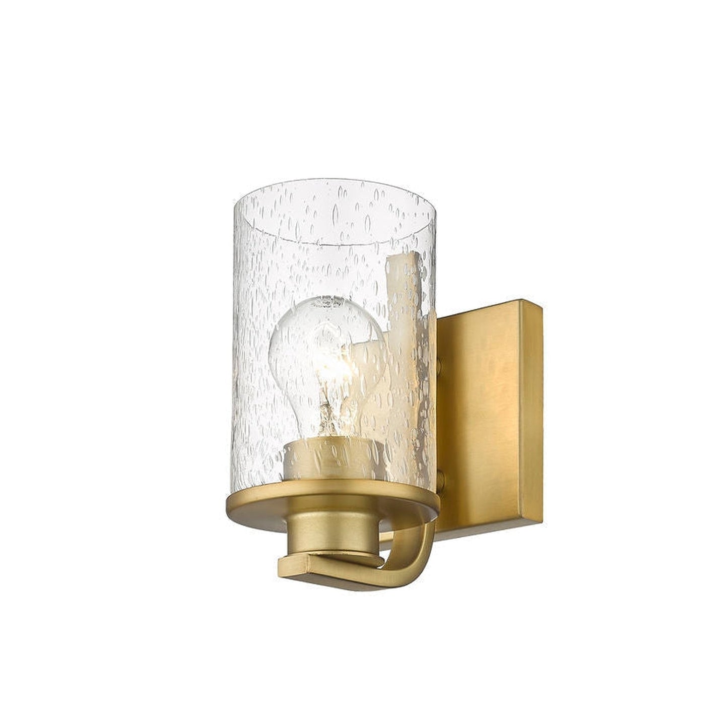 Z-Lite Beckett 5" 1-Light Olde Brass Wall Sconce With Clear Seedy Glass Shade