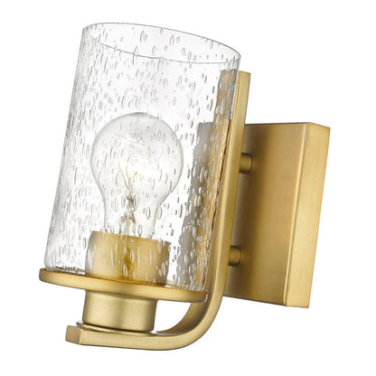 Z-Lite Beckett 5" 1-Light Olde Brass Wall Sconce With Clear Seedy Glass Shade