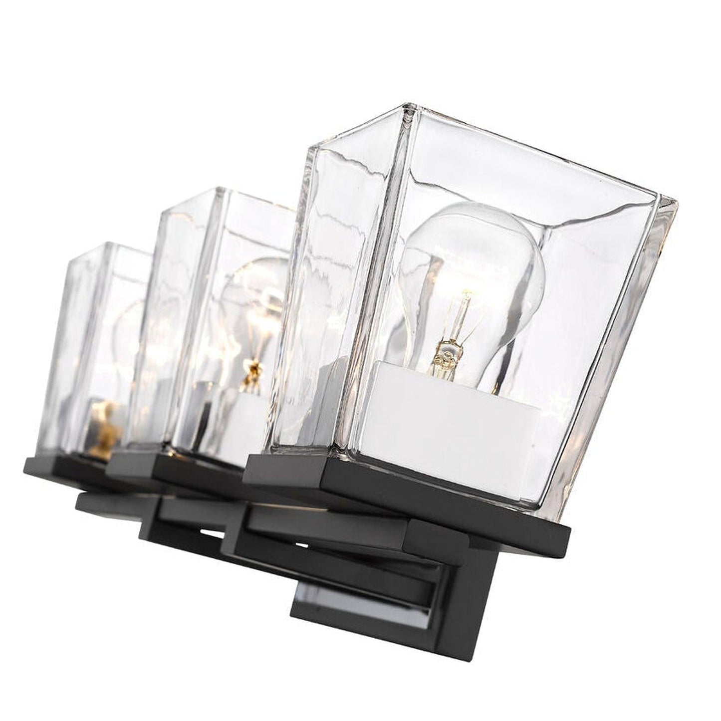 Z-Lite Bleeker Street 25" 3-Light Matte Black and Chrome Vanity Light With Clear Glass Shade