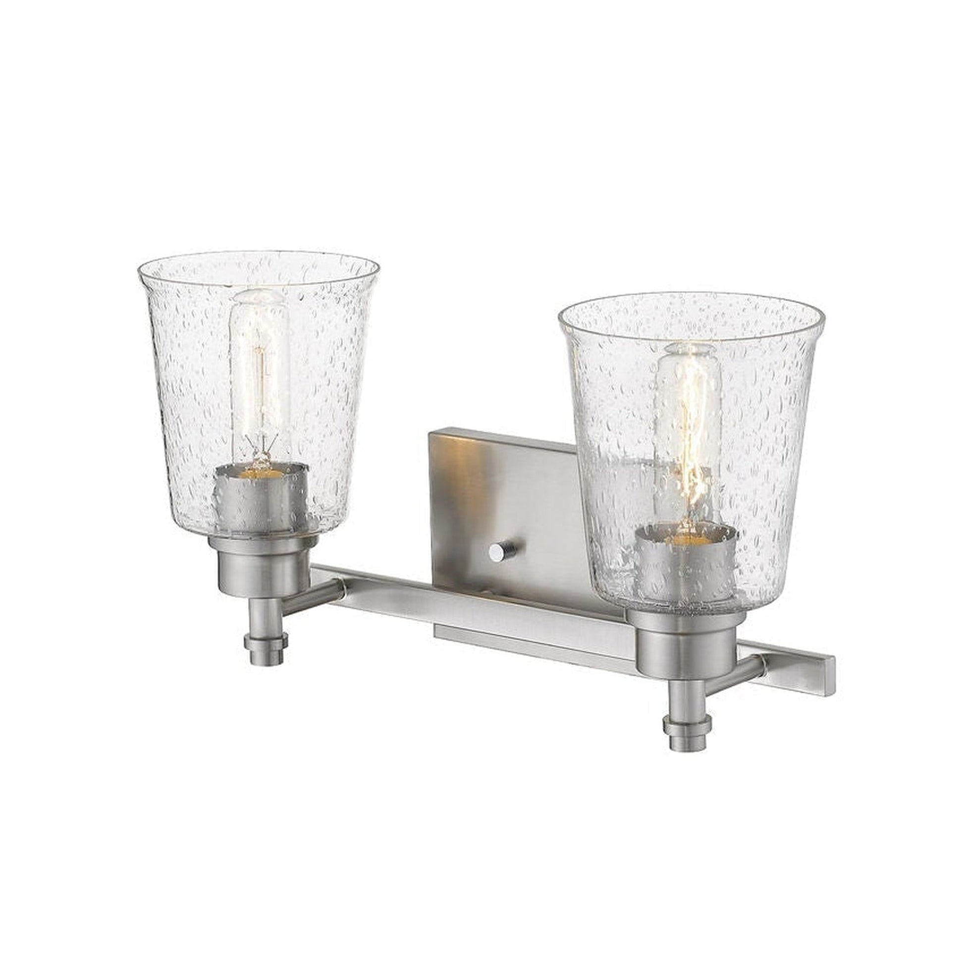 Z-Lite Bohin 16" 2-Light Brushed Nickel Vanity Light With Clear Seedy Glass Shade