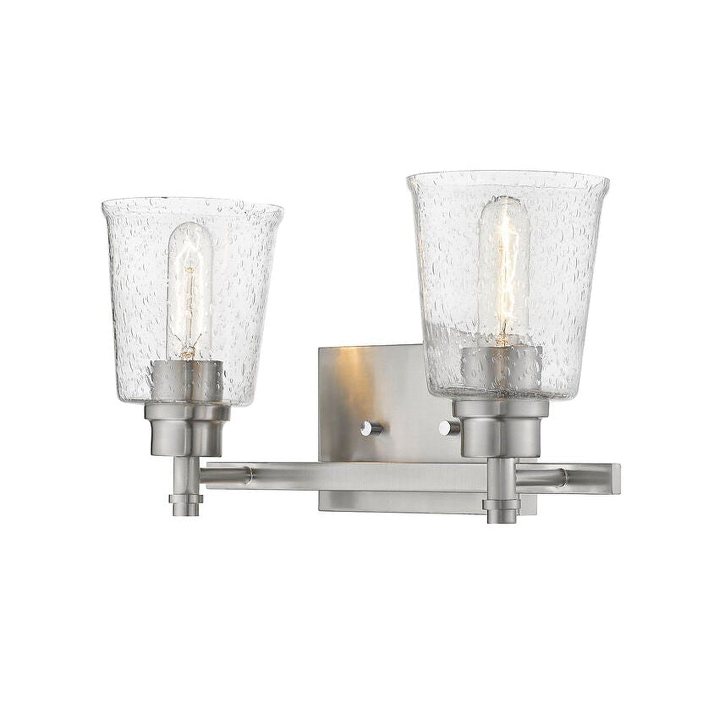 Z-Lite Bohin 16" 2-Light Brushed Nickel Vanity Light With Clear Seedy Glass Shade