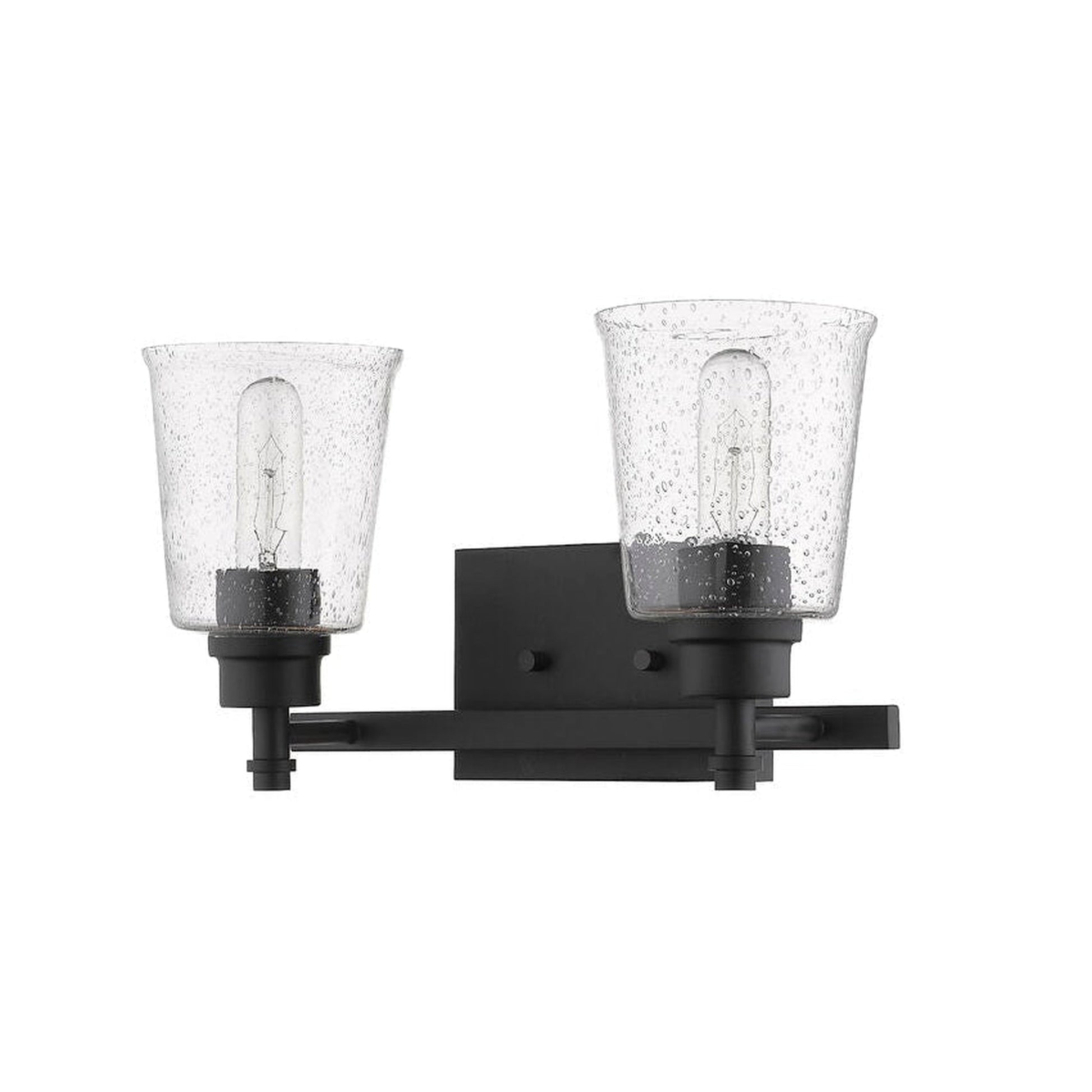 Z-Lite Bohin 16" 2-Light Matte Black Vanity Light With Clear Seedy Glass Shade