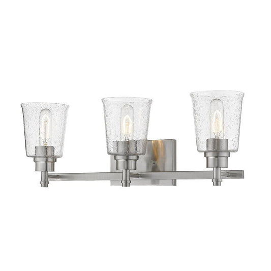 Z-Lite Bohin 24" 3-Light Brushed Nickel Vanity Light With Clear Seedy Glass Shade