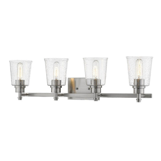 Z-Lite Bohin 32" 4-Light Brushed Nickel Vanity Light With Clear Seedy Glass Shade