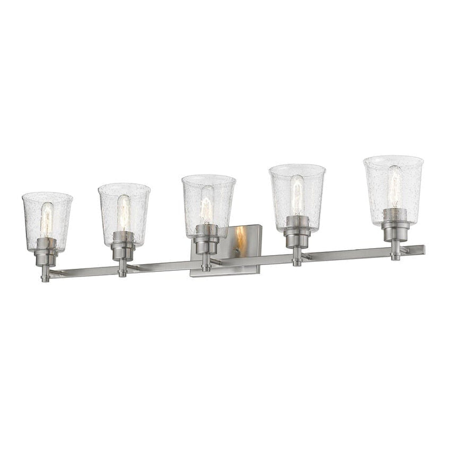 Z-Lite Bohin 41" 5-Light Brushed Nickel Vanity Light With Clear Seedy Glass Shade