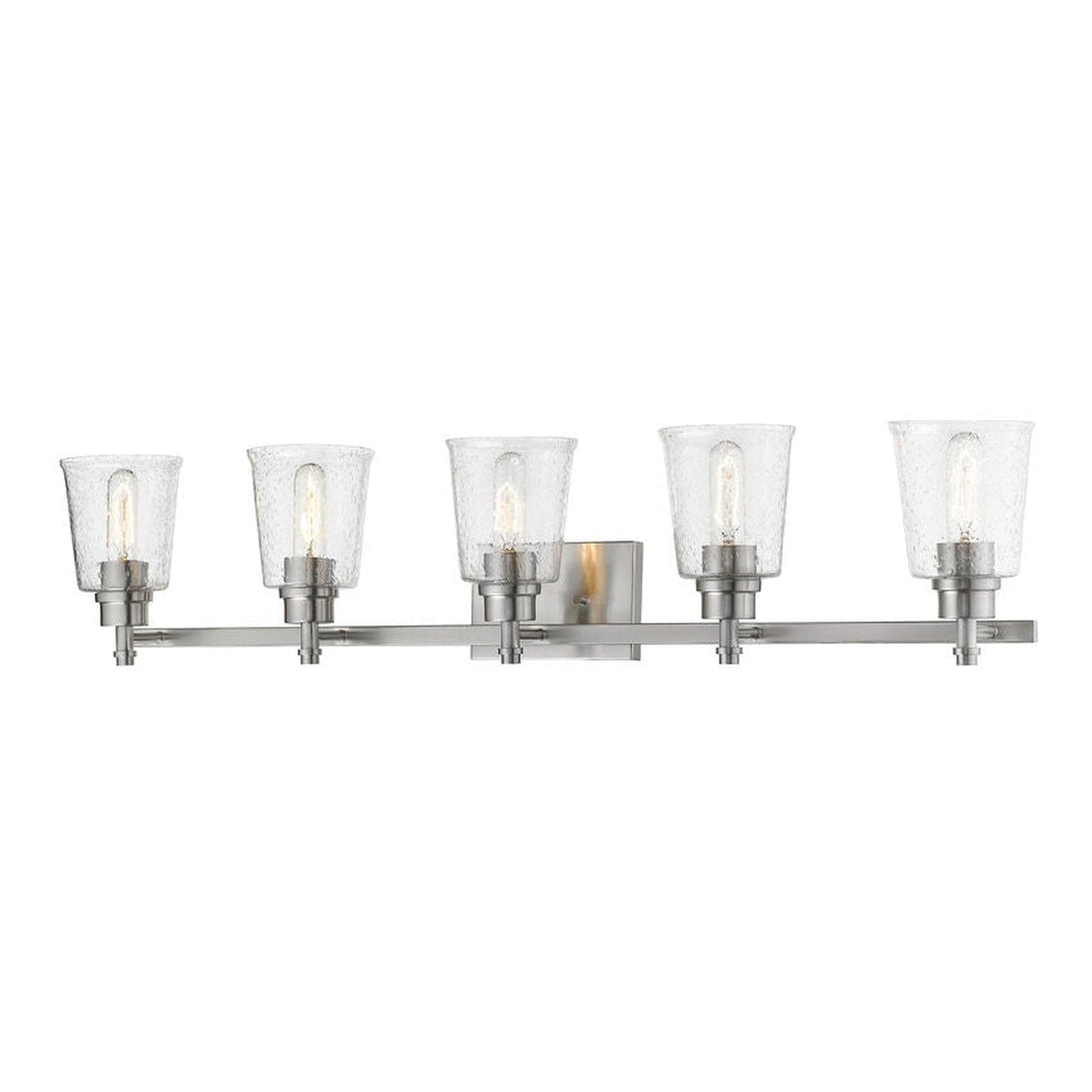 Z-Lite Bohin 41" 5-Light Brushed Nickel Vanity Light With Clear Seedy Glass Shade