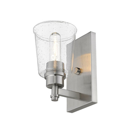 Z-Lite Bohin 5" 1-Light Brushed Nickel Wall Sconce With Clear Seedy Glass Shade