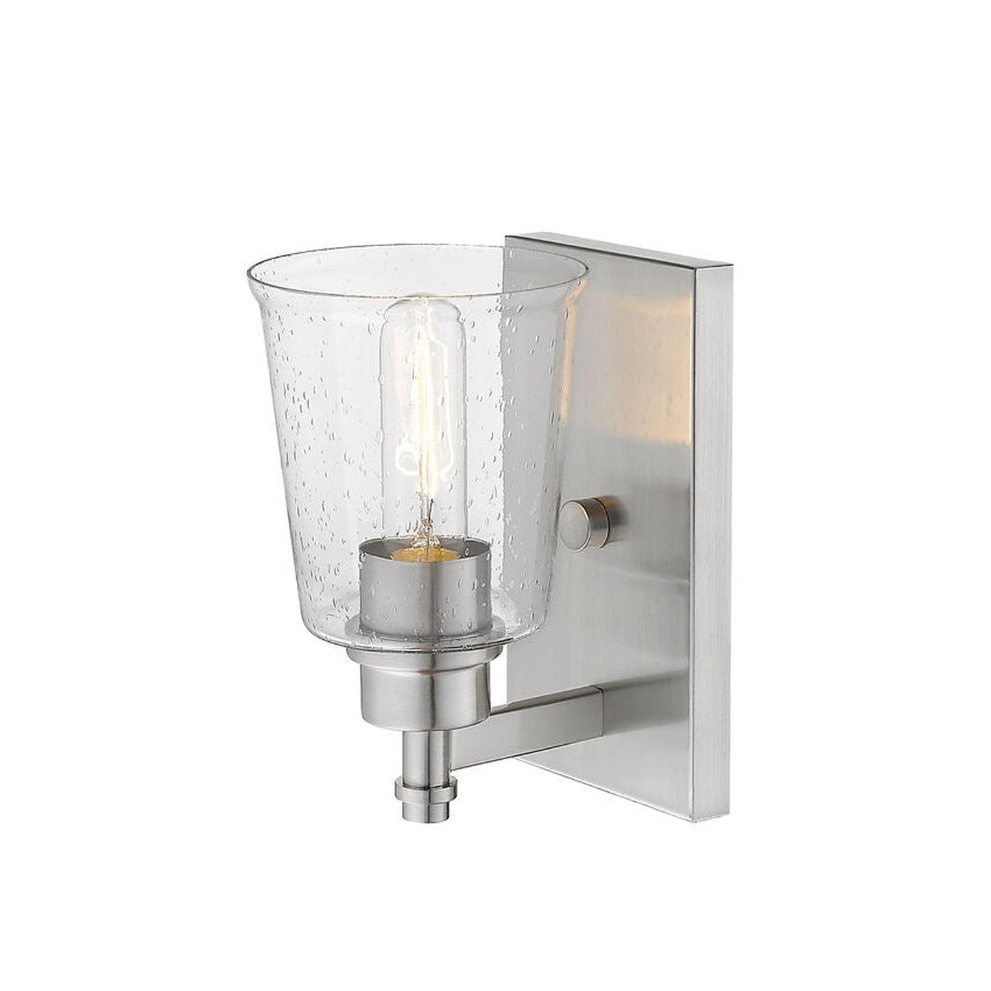 Z-Lite Bohin 5" 1-Light Brushed Nickel Wall Sconce With Clear Seedy Glass Shade