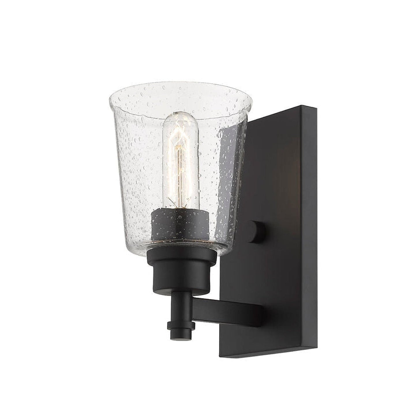 Z-Lite Bohin 5" 1-Light Matte Black Wall Sconce With Clear Seedy Glass Shade