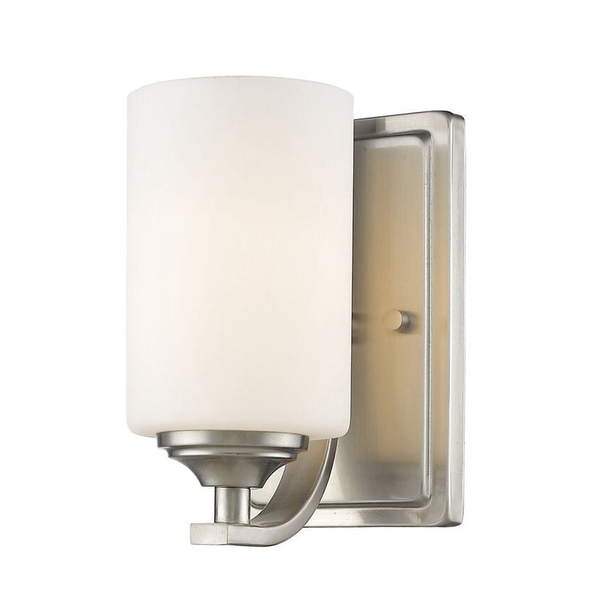 Z-Lite Bordeaux 5" 1-Light Brushed Nickel Wall Sconce With Matte Opal Glass Shade