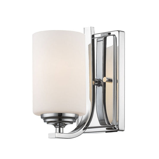 Z-Lite Bordeaux 5" 1-Light Chrome Wall Sconce With Matte Opal Glass Shade