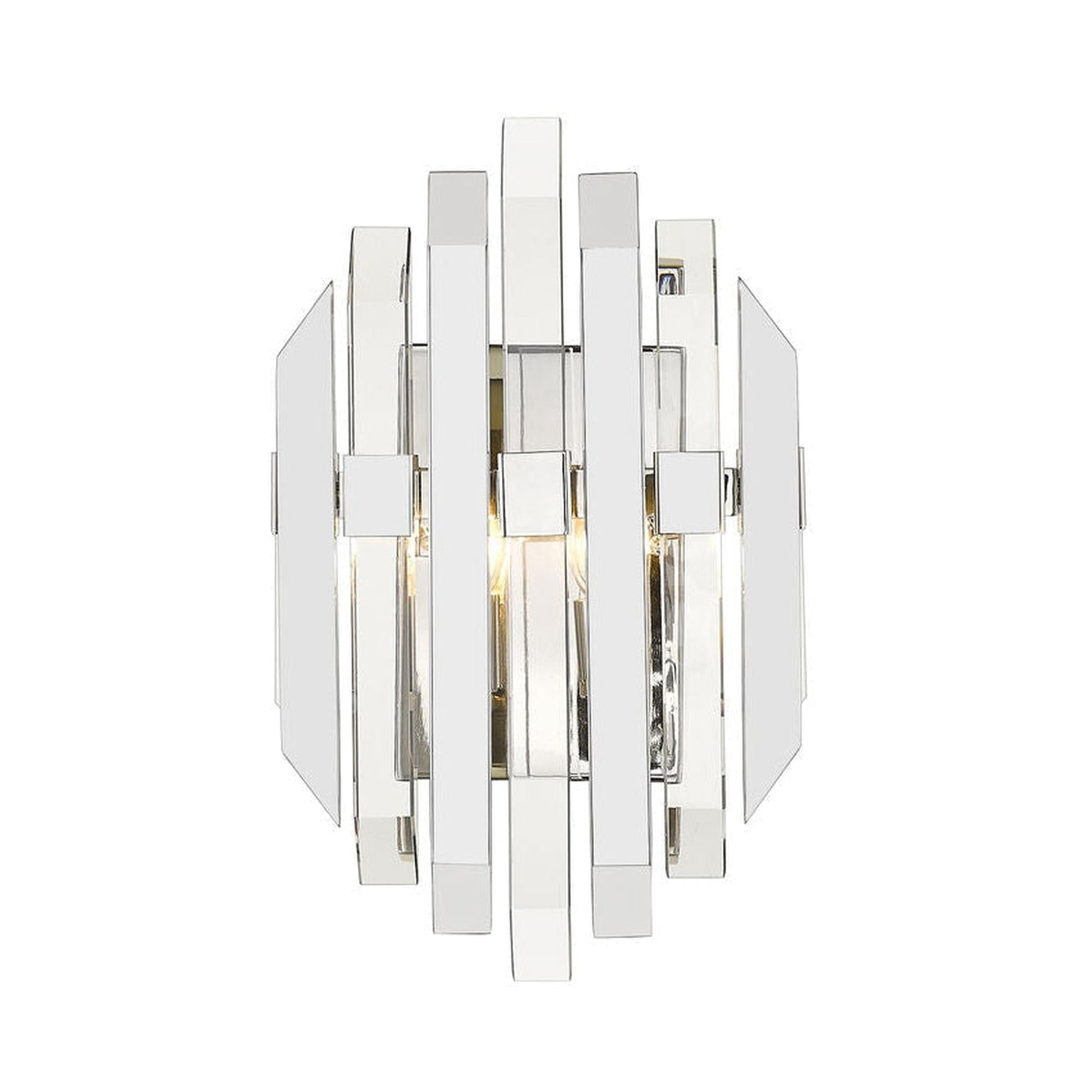 Z-Lite Bova 11" 2-Light Polished Nickel Wall Sconce With Crystal Clear Shade