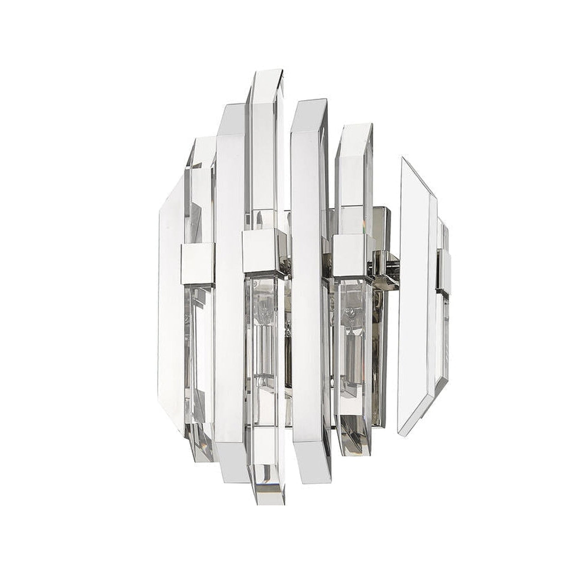 Z-Lite Bova 11" 2-Light Polished Nickel Wall Sconce With Crystal Clear Shade