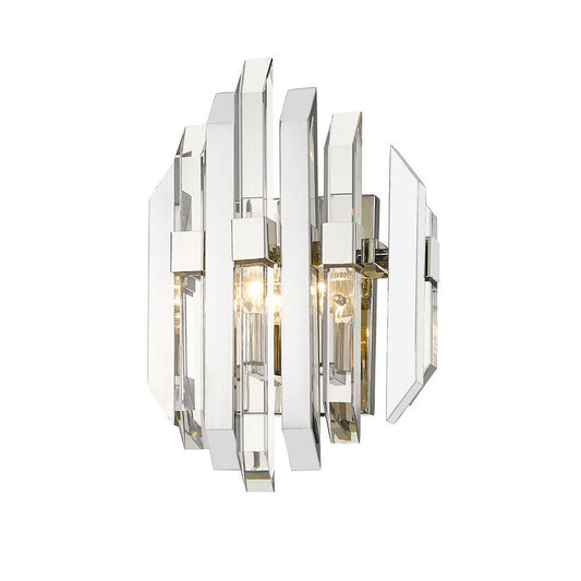 Z-Lite Bova 11" 2-Light Polished Nickel Wall Sconce With Crystal Clear Shade